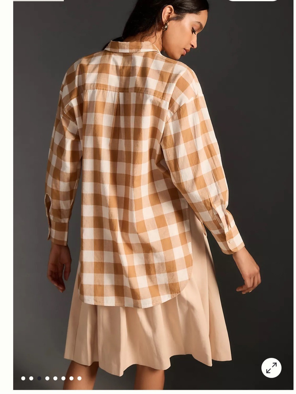 Anthropologie Maeve Bennet Button Down Oversized Buffalo Check Shirt - Picture 3 of 12